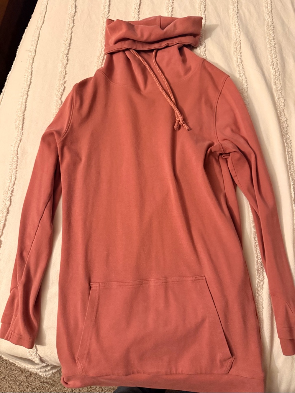 Women's Funnel Neck Tunic Hoodie in Dusty Rose